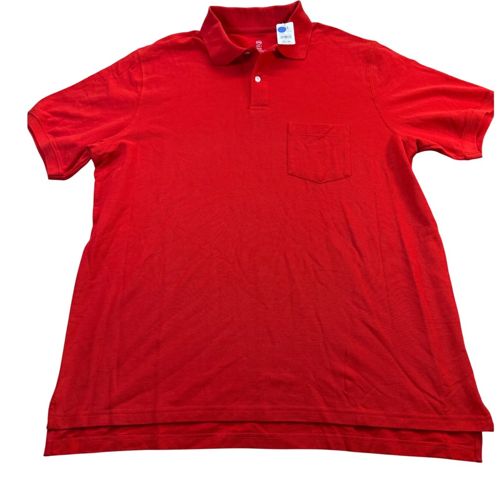 HB Polo Shirt Men 2XLT Red Pique Short Sleeve Chest Pocket Casual Cotton